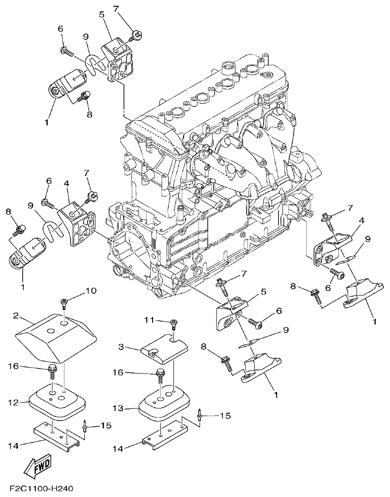 Yamaha GX18 ENGINE MOUNT parts diagram
